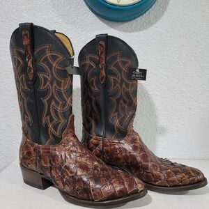 Cody James Men's Exotic Pirarucu Western Boots - Round Toe Size 8.5 D New